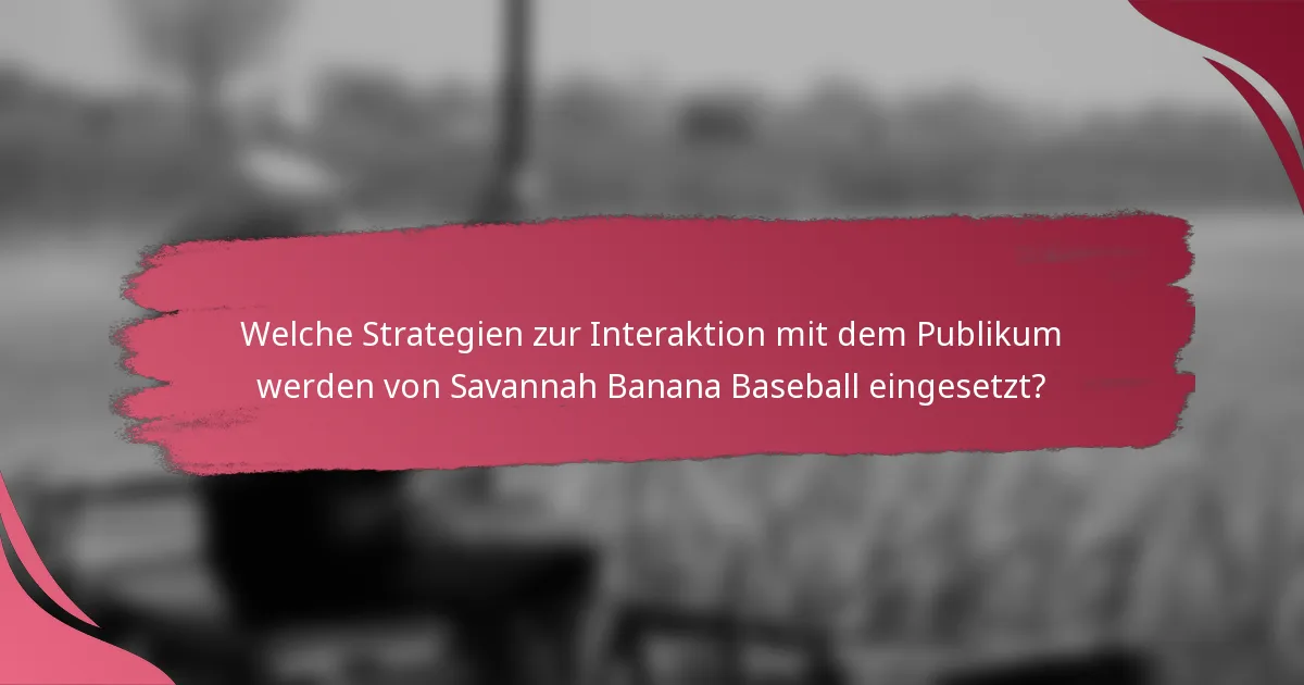 Welche Strategien zur Interaktion mit dem Publikum werden von Savannah Banana Baseball eingesetzt?