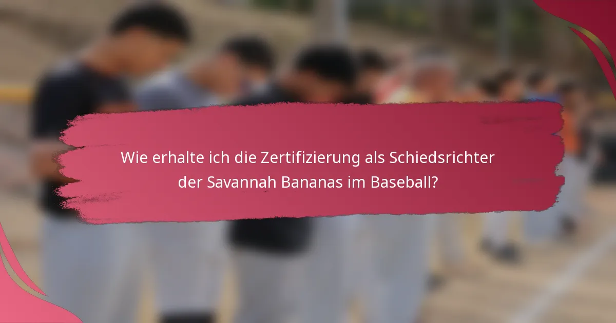 Wie erhalte ich die Zertifizierung als Schiedsrichter der Savannah Bananas im Baseball?